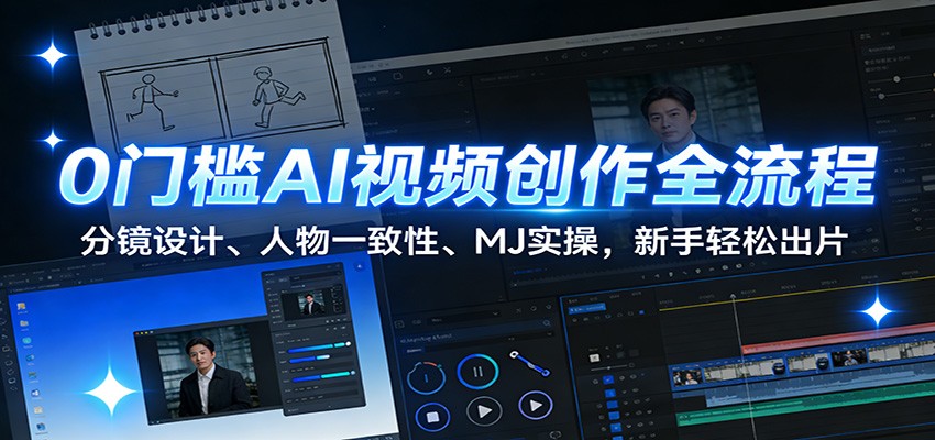 0门槛AI视频全流程创作课，分镜设计、人物一致性、MJ实操，用《木兰辞》案例讲透成片流程 - 缩略图