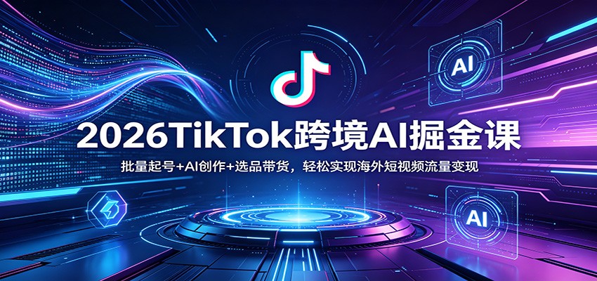 TikTok跨境AI实操课，26节从批量起号到AI创作选品带货 - 缩略图