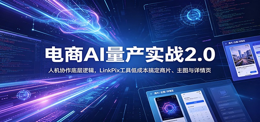 电商人AI量产实战2.0，LinkPix做商片主图详情页，人机协作低成本批量出片 - 缩略图