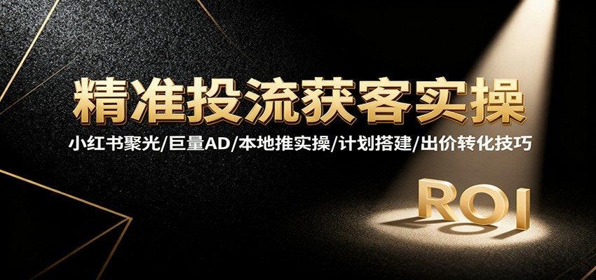 抖音巨量AD+小红书聚光+本地推投流实操,55节讲透计划搭建、出价与人群包定向 - 缩略图