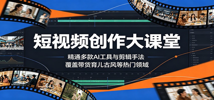 抖音短视频AI创作实操课，剪映全功能、即梦Deepseek实操，育儿古风萌宠带货赛道起号变现 - 缩略图
