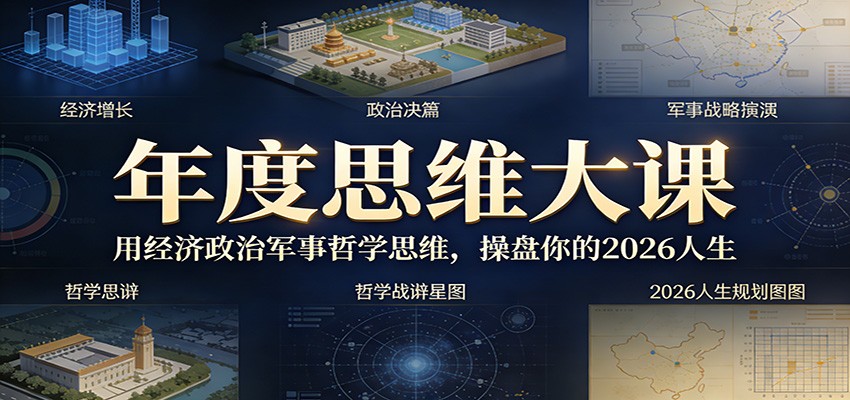 谢胜子经政军哲自我操盘课，用经济政治军事哲学思维操盘2026人生，20节视频直播课+4场闭门答疑 - 缩略图