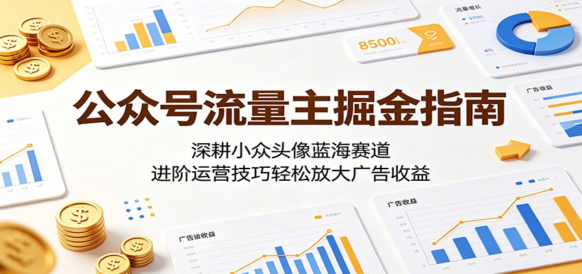 公众号流量主做小众头像赛道，2026基础入门到进阶运营，放大广告分成收益 - 缩略图