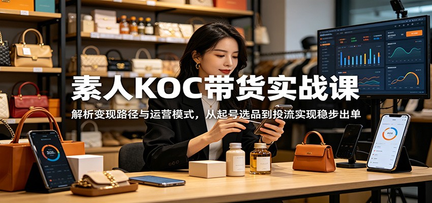 素人KOC短视频带货实战课，从起号选品到发布投流，普通人零门槛跑通出单 - 缩略图