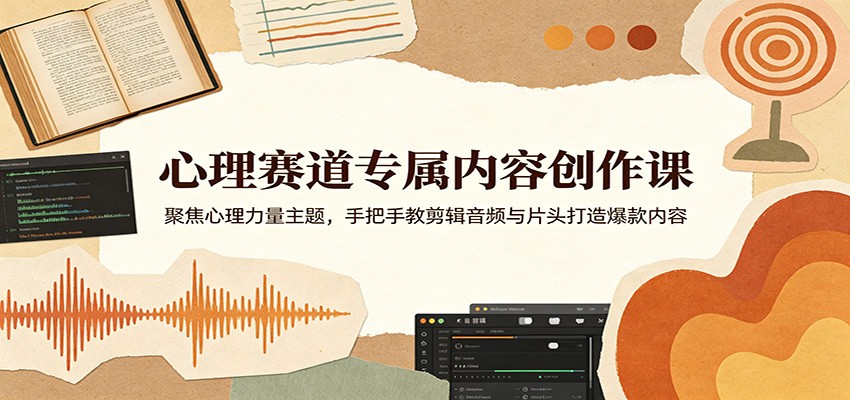 心理赛道内容创作课 剪辑、音频、片头三大模块实操，新手也能做出心理力量类短视频 - 缩略图
