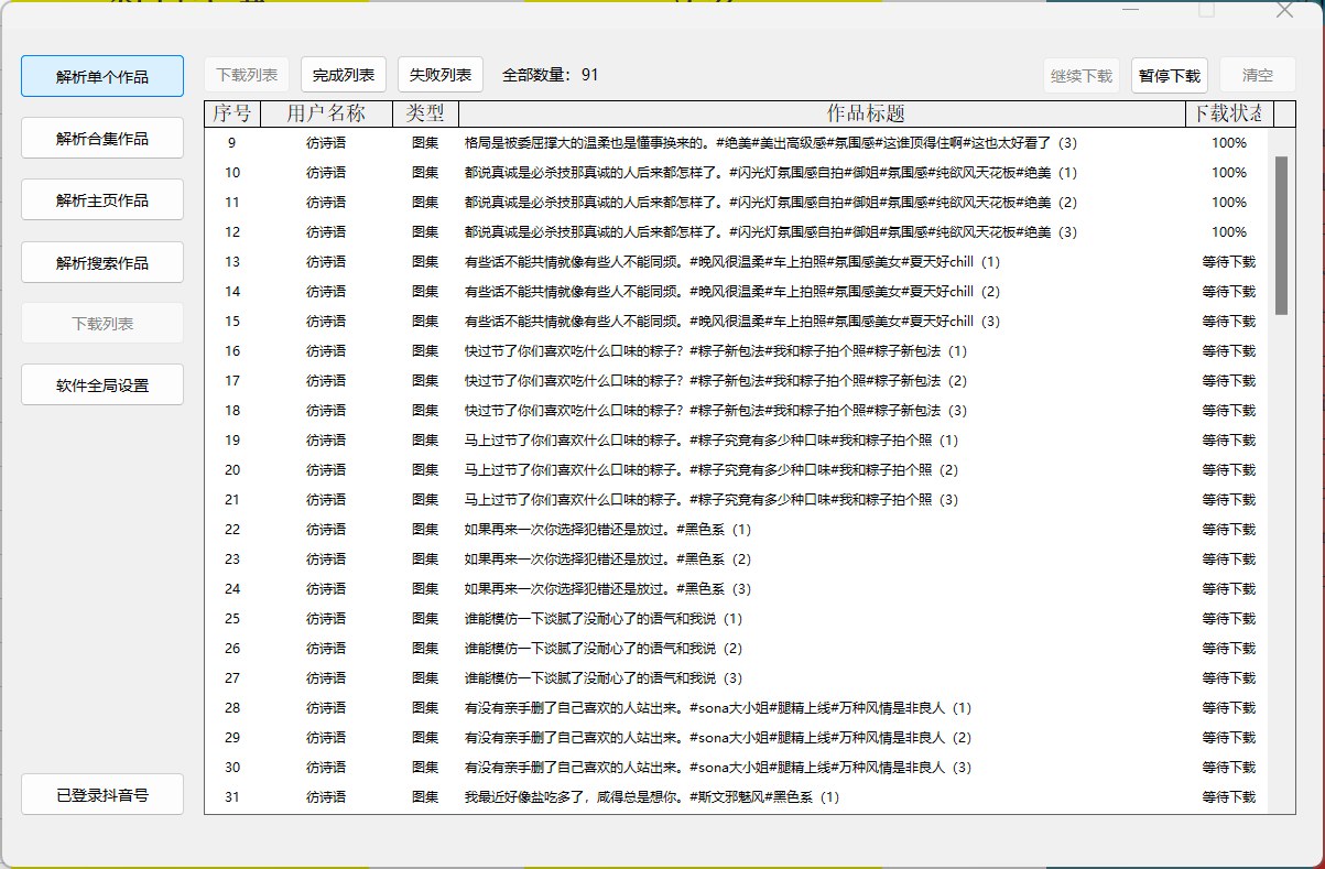 抖音视频下载工具界面