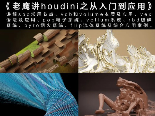 老鹰讲Houdini从入门到应用教程，VEX编程与Vellum、FLIP等动力学特效全流程 - 缩略图