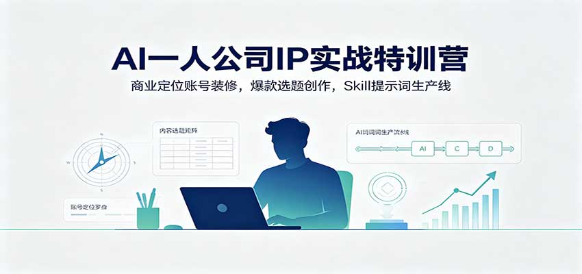 AI一人公司IP实战课，商业定位、情绪选题到Skill提示词生产线全流程拆解 - 缩略图