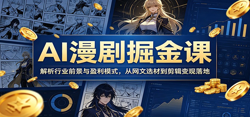 AI漫剧掘金全流程，网文选材、剧本分镜到AI配音剪映，多平台发布变现 - 缩略图