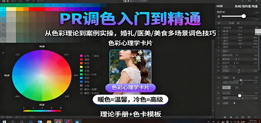 PR调色实战教程，从色彩理论到Lumetri面板，婚礼、医美、美食、日系胶片12类案例拆解 - 缩略图