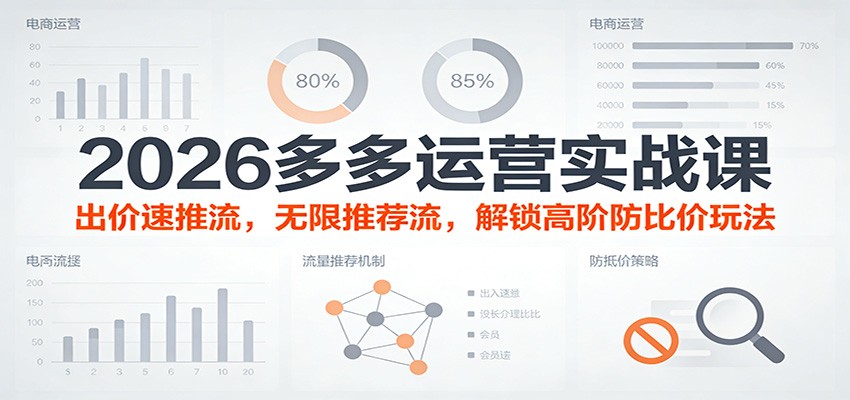 2026多多运营实战课，出价速推流和新无限推荐流2.0，配防比价与洗SKU实操 - 缩略图