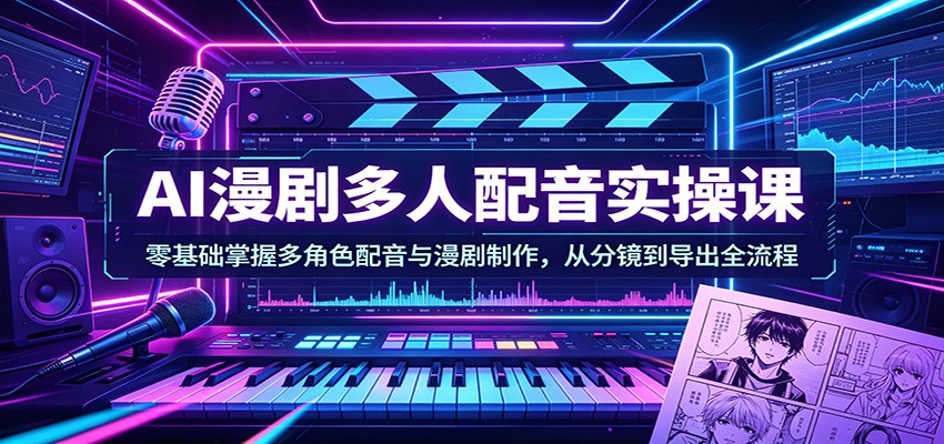 AI漫剧多人配音实操课，分镜、生图、视频生成到导出剪辑全流程 - 缩略图