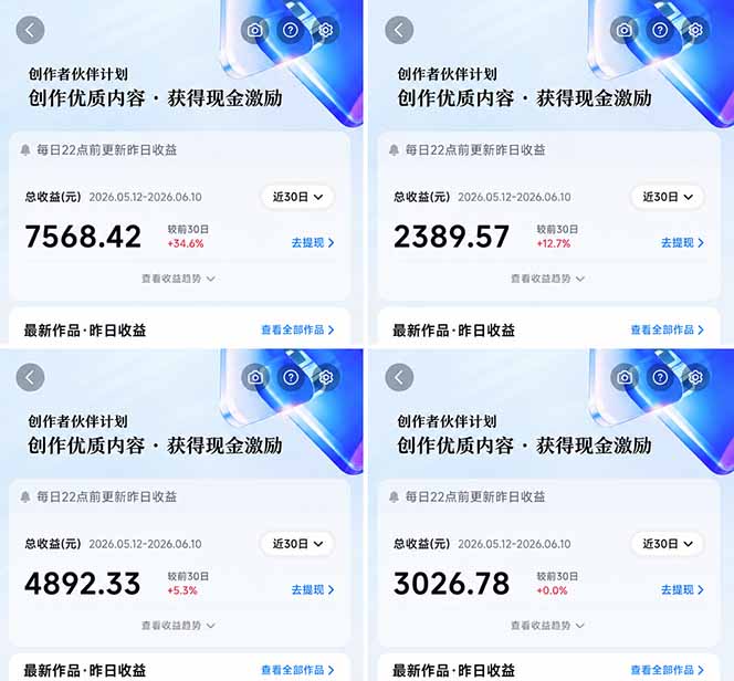 抖音伙伴计划AI批量原创视频，10分钟一条，一鱼五吃同步头条百家号视频号 - 缩略图