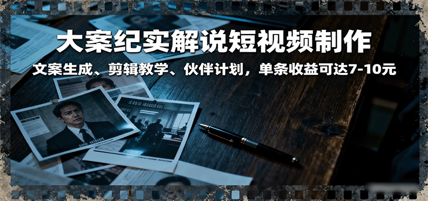 大案纪实解说短视频课，AI写文案加剪映剪辑，伙伴计划单条收益7-10元 - 缩略图