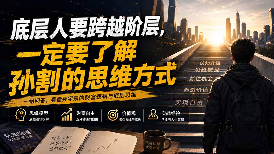 孙宇晨五分钟通向财富自由的问答，普通人跨越阶层该学他哪些思维方式 - 缩略图