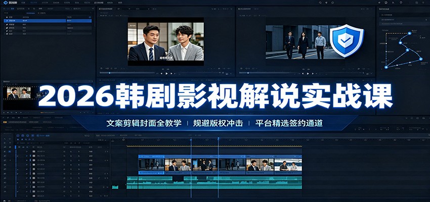 2026韩剧影视解说实战课，文案剪辑封面全流程，规避版权限流冲平台精选签约 - 缩略图