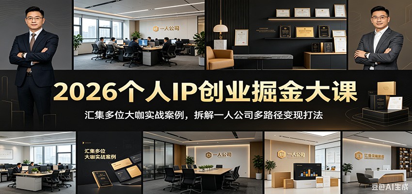 2026一人公司IP搞钱大课，刘思毅Toby等实战拆解，单人多条收入线与AI落地实操 - 缩略图