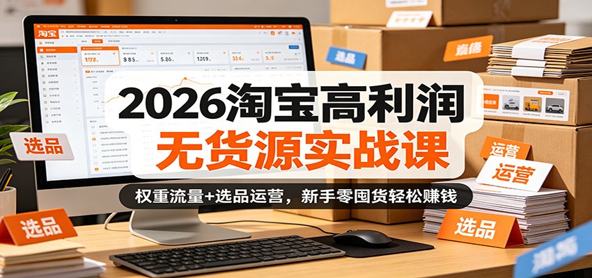 2026淘宝无货源实战课，权重流量到选品运营20步实操，新手零囤货可复制 - 缩略图