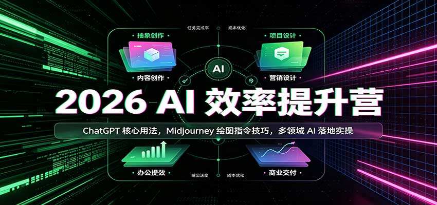ChatGPT提示词与Midjourney绘图实操课，AI写文案做PPT、论文简历到商业方案全场景落地 - 缩略图