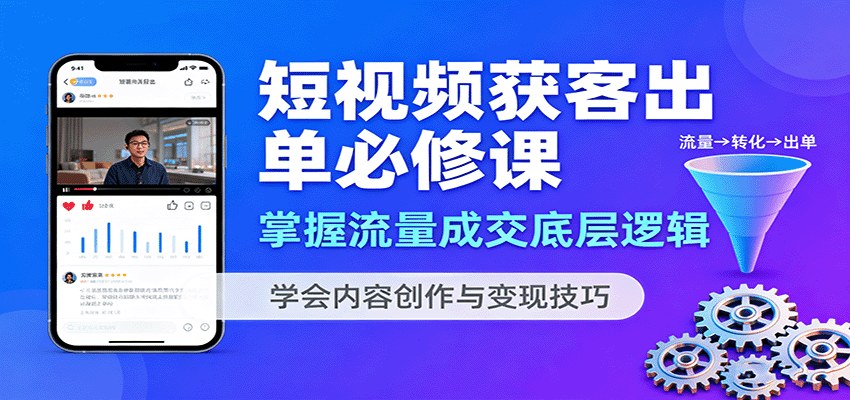 短视频获客出单必修课,从流量获取到成交转化,钩子开头与故事营销打造高成交账号 - 缩略图
