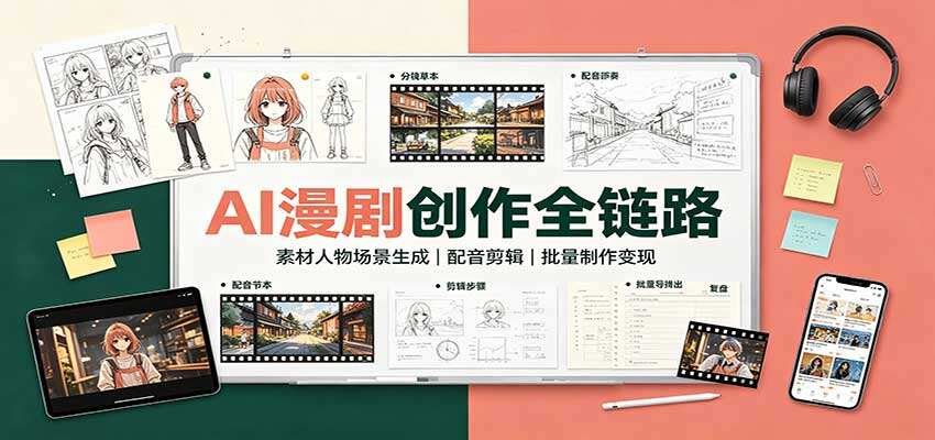 AI漫剧全流程实战，小说文案改写、声音克隆、人物场景出图到批量生成视频，抖音付费变现 - 缩略图