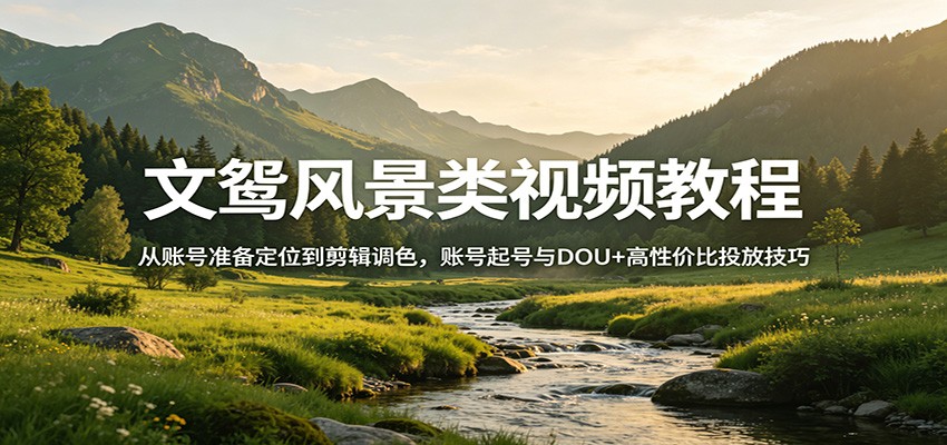 抖音风景视频从0到1起号，账号定位、对标、DOU+投放和剪辑调色教程 - 缩略图