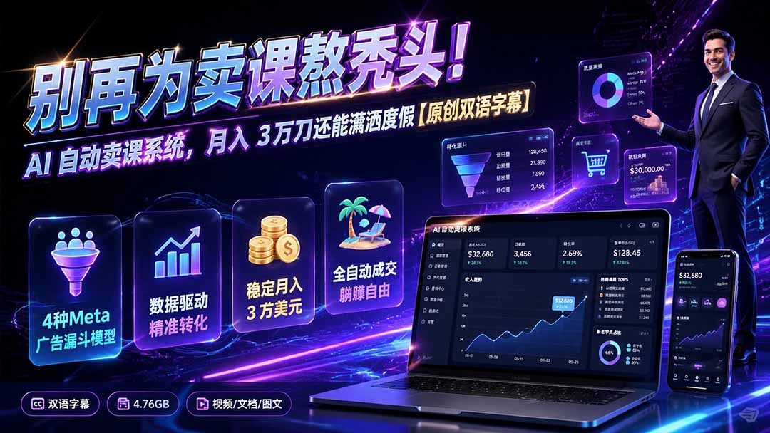 课程销售学院，Meta广告驱动4种漏斗模型，叠加广告与销售漏斗做到月入3万美元 - 缩略图