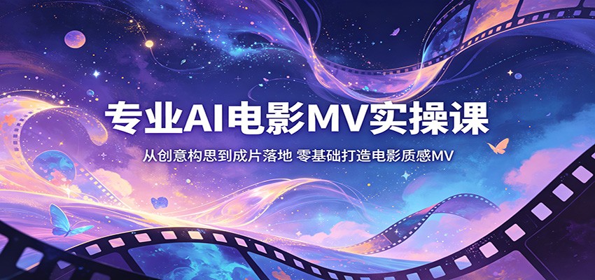 AI电影级音乐MV全流程实操课，从创意脚本分镜到AI视频生成、剪辑调色，零基础做出电影质感成片 - 缩略图