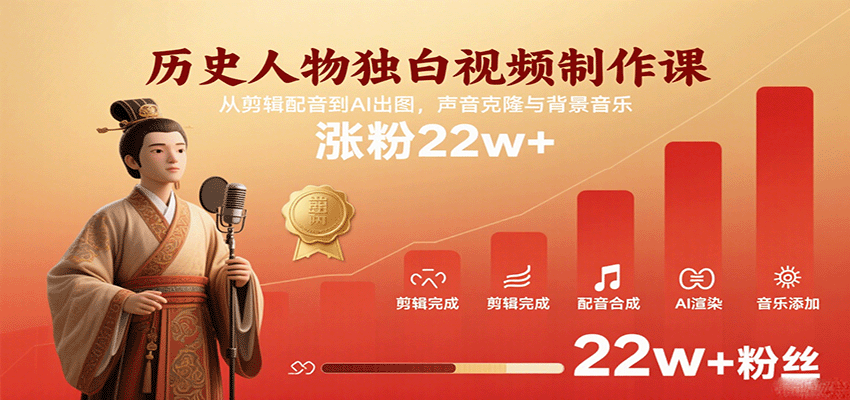 历史人物独白短视频,女性历史人物IP从文案、声音克隆到剪辑配音,22万粉账号拆解 - 缩略图