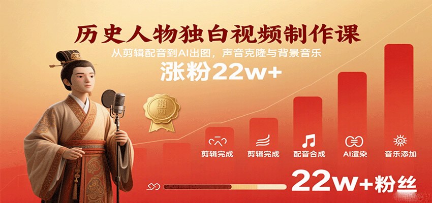 历史人物独白短视频，女性历史人物IP从文案、声音克隆到剪辑配音，22万粉账号拆解 - 缩略图