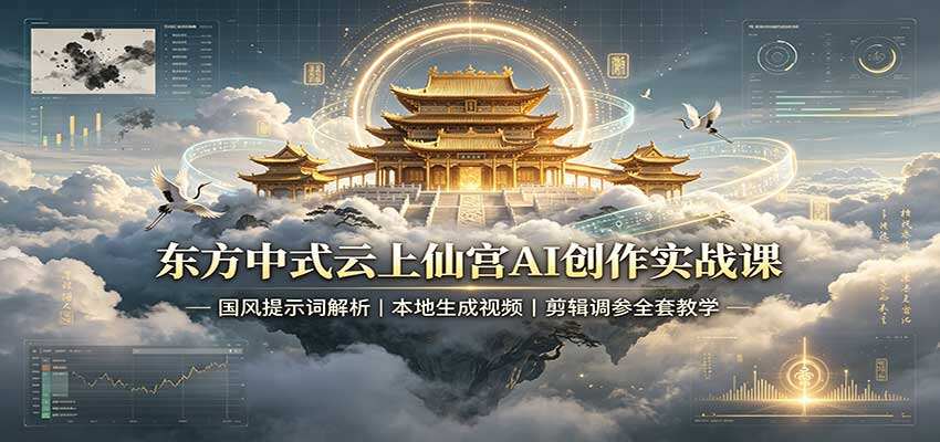 云上仙宫国风AI视频制作，提示词解析到本地生成的剪辑调参全流程，零基础也能做出天宫仙境大片 - 缩略图