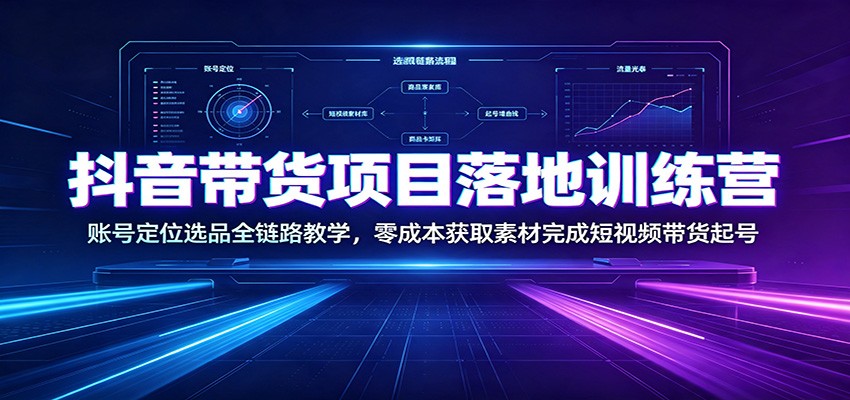 抖音带货起号全流程，账号定位、无限选品、零成本获取素材到剪辑发布实操 - 缩略图
