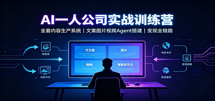 AI创作一人公司实战，搭三套Agent工作流做文案图片视频，跑通内容生产到变现全流程 - 缩略图