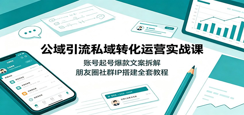公域引流私域转化运营课，短视频快速起号与爆款文案复制，朋友圈社群IP搭建实操 - 缩略图