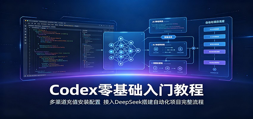 Codex零基础入门到实战，充值安装配置、接入DeepSeek V4，自动化工作流加宠物网站项目全流程 - 缩略图