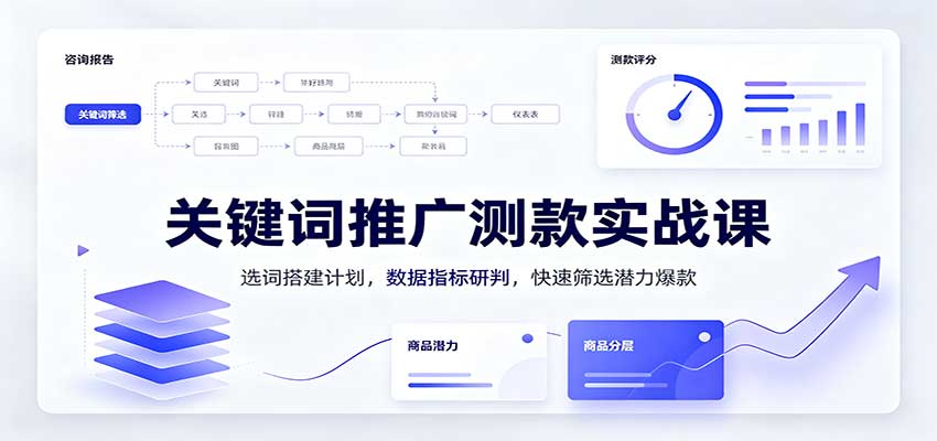 电商关键词推广测款，选词搭建计划、数据指标研判，低成本筛出潜力爆款 - 缩略图