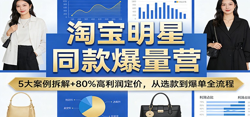 拼多多明星同款店铺实操，5个案例拆解+80%利润率定价，从找款到爆款放大全流程 - 缩略图