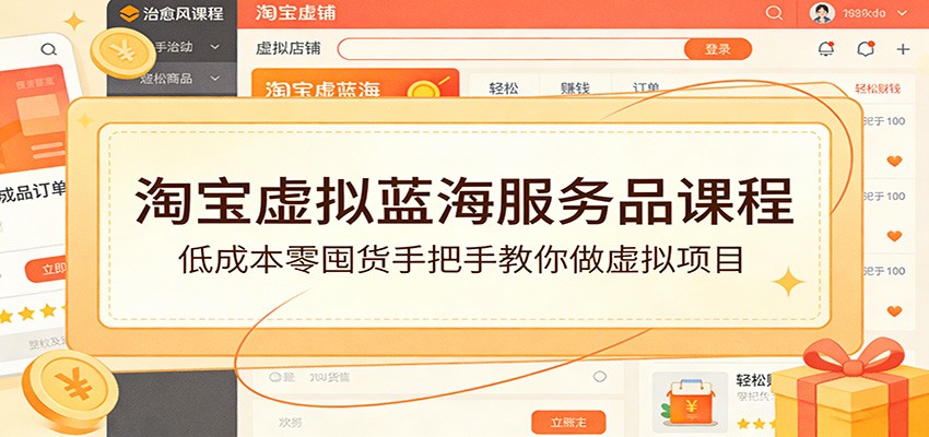 淘宝虚拟服务品实战课，零囤货选品到店铺运营，新手也能做的蓝海副业 - 缩略图