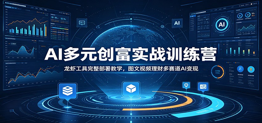 零基础AI创富训练营，龙虾工具部署到文字、图片、视频、理财多赛道变现实操 - 缩略图