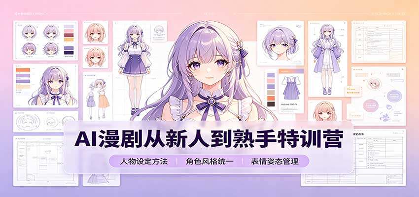 AI漫剧从新人到熟手全流程课，剧本分镜提示词模板加人物设定工具资源 - 缩略图