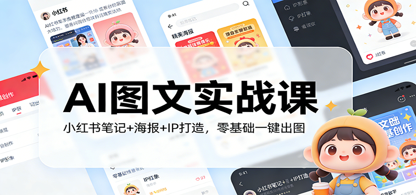 小红书AI图文实战，从提示词到笔记、封面海报与个人视觉IP，零基础一键出图 - 缩略图