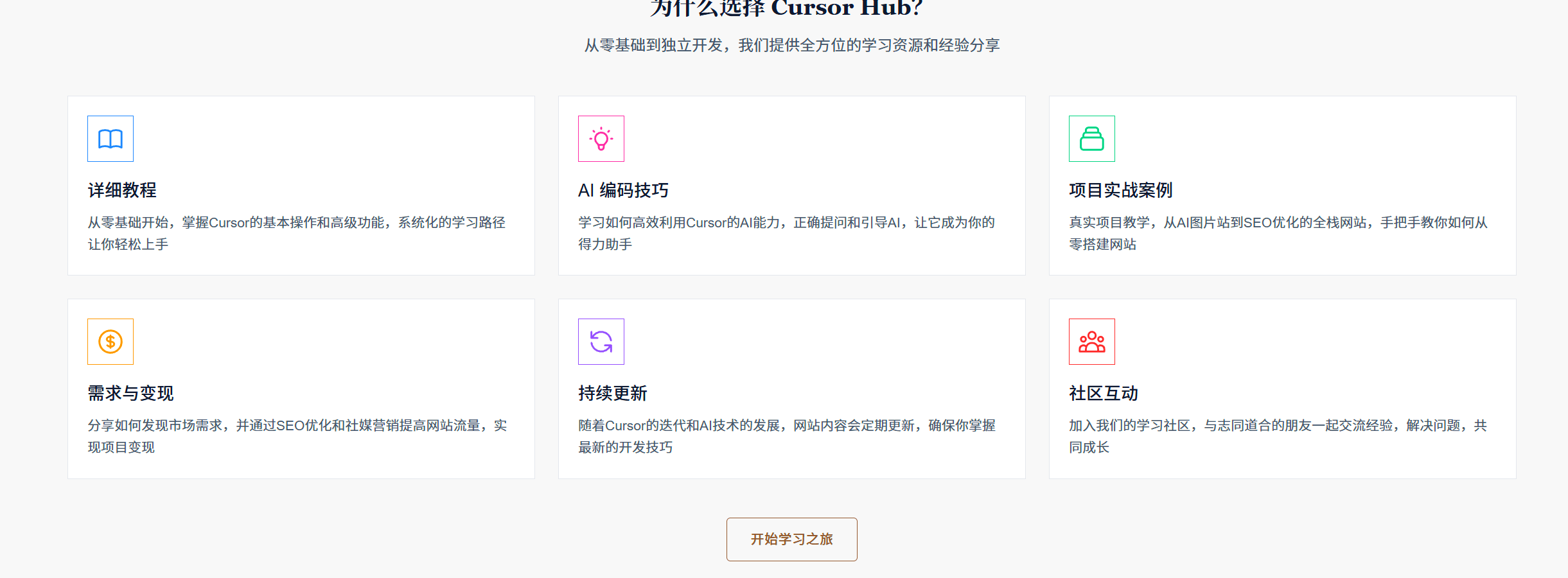 中文 Cursor 教程站，零基础从不懂代码到搭起网站，踩过的坑和实用技巧都在这 - 缩略图