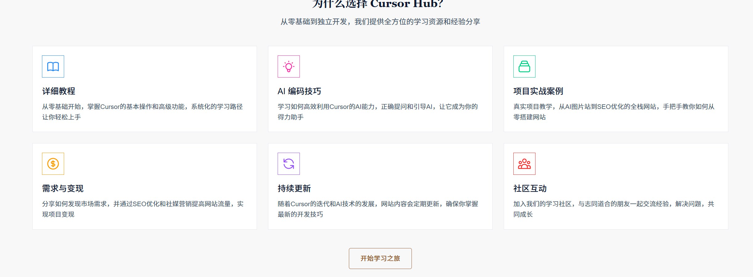 中文 Cursor 教程站，零基础从不懂代码到搭起网站，踩过的坑和实用技巧都在这 - 缩略图