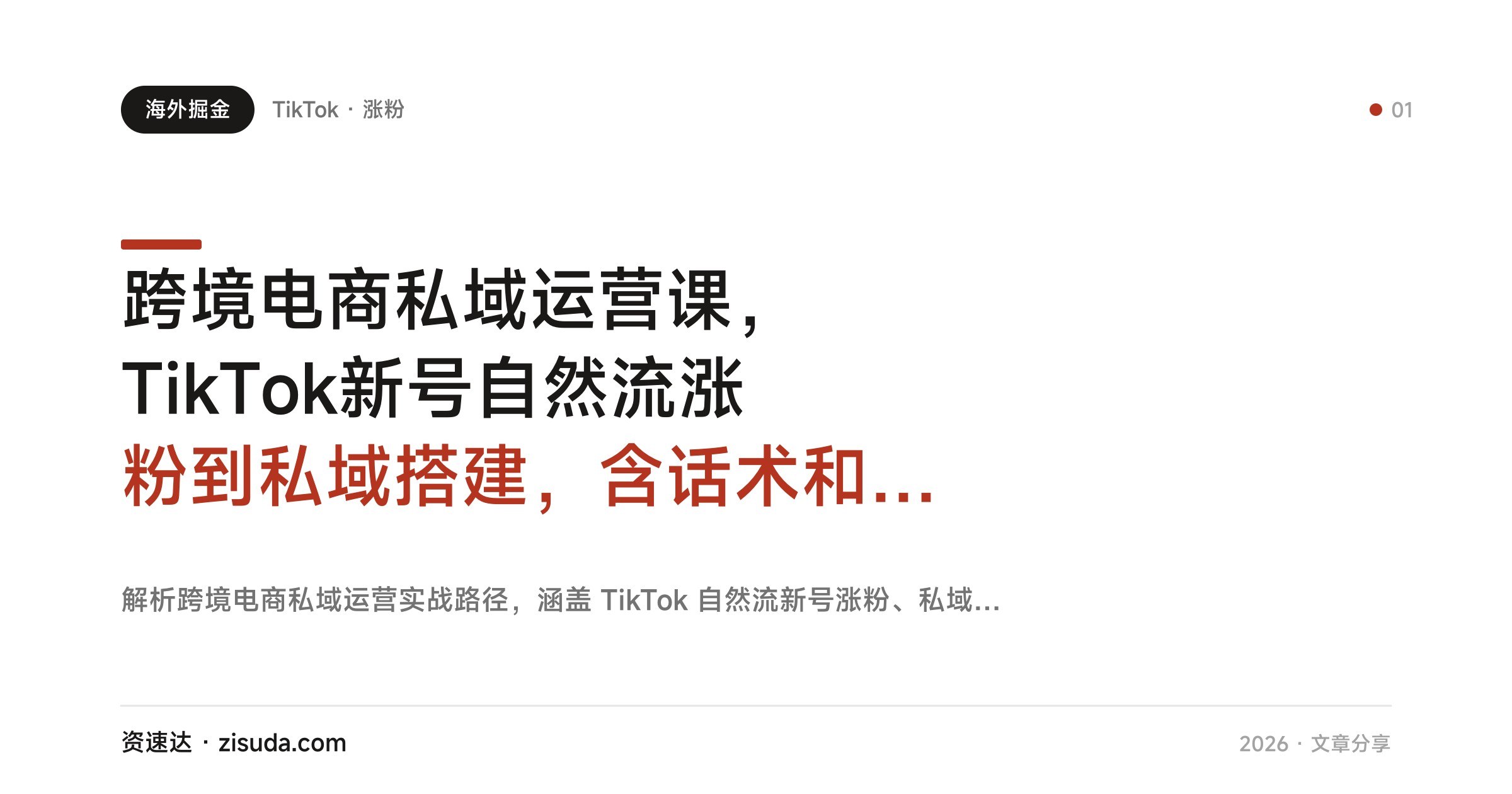 跨境电商私域运营课，TikTok新号自然流涨粉到私域搭建，含话术和AI客服系统 - 缩略图