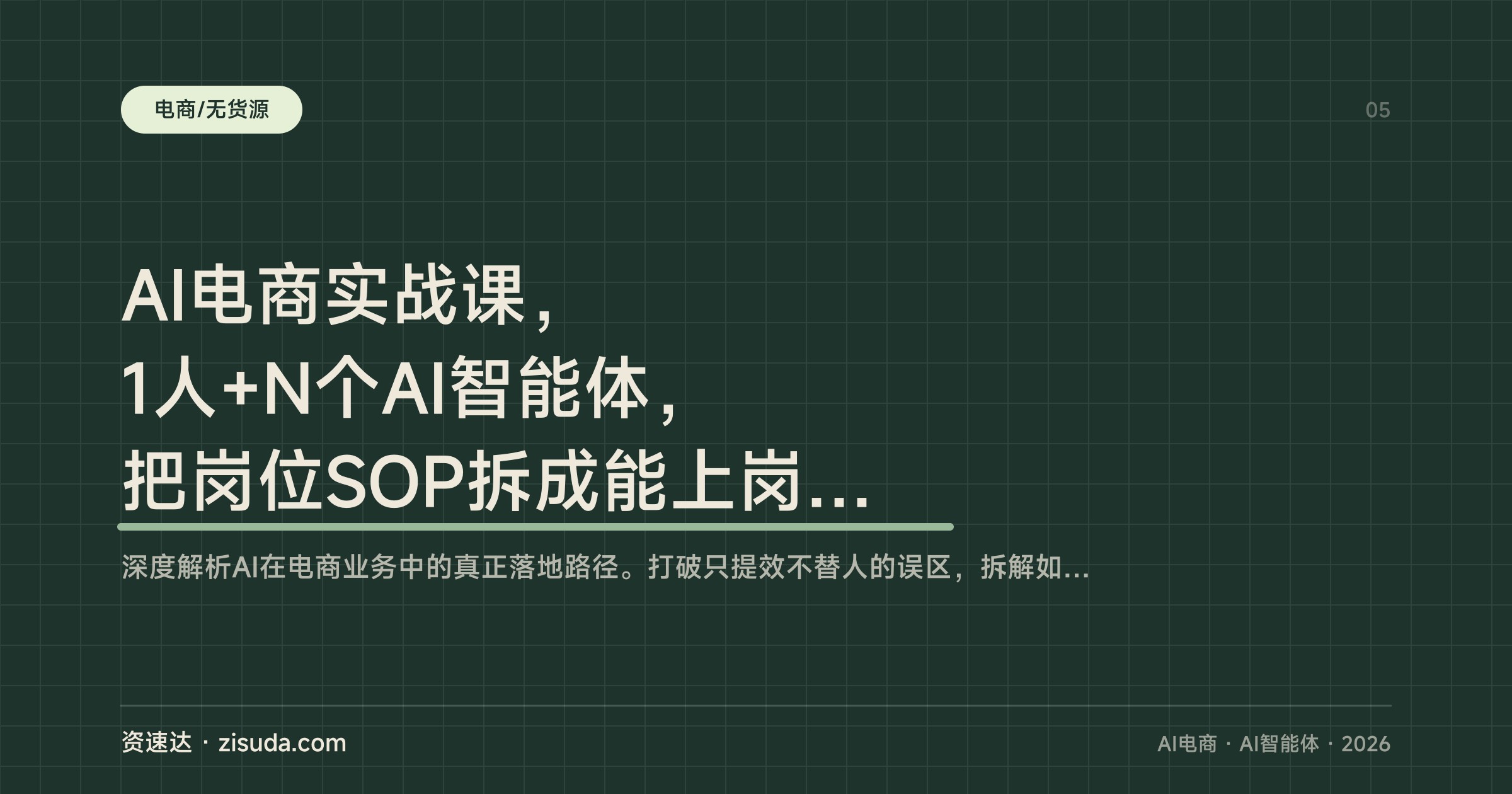 AI电商实战课，1人+N个AI智能体，把岗位SOP拆成能上岗的AI员工 - 缩略图
