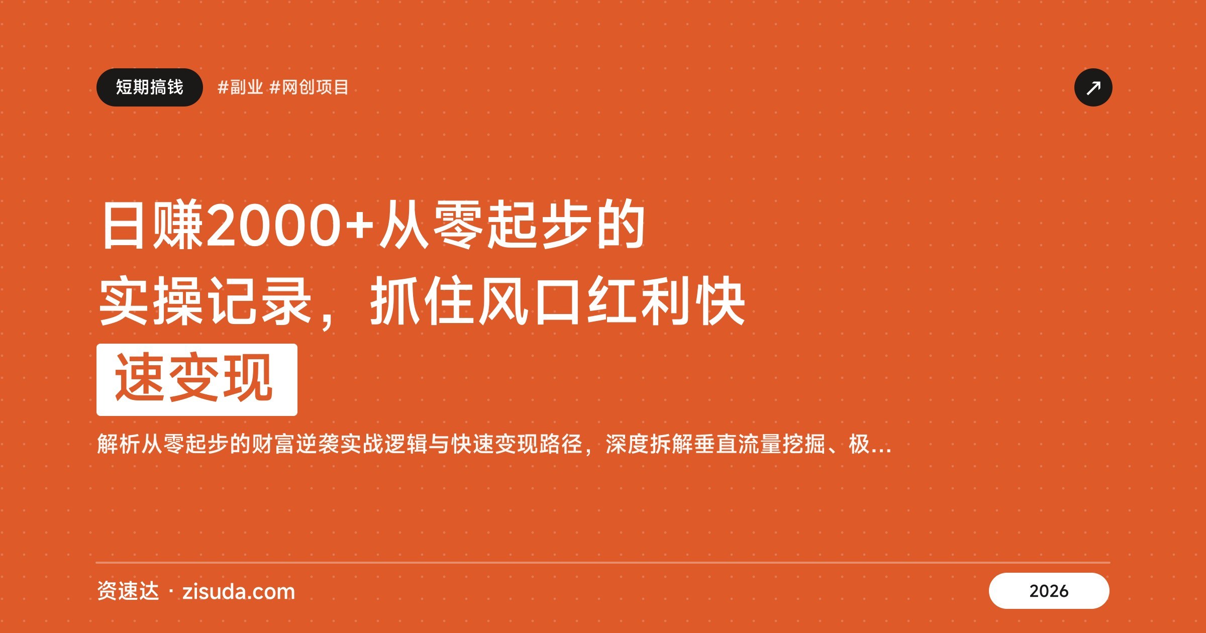 日赚2000+从零起步的实操记录，抓住风口红利快速变现 - 缩略图