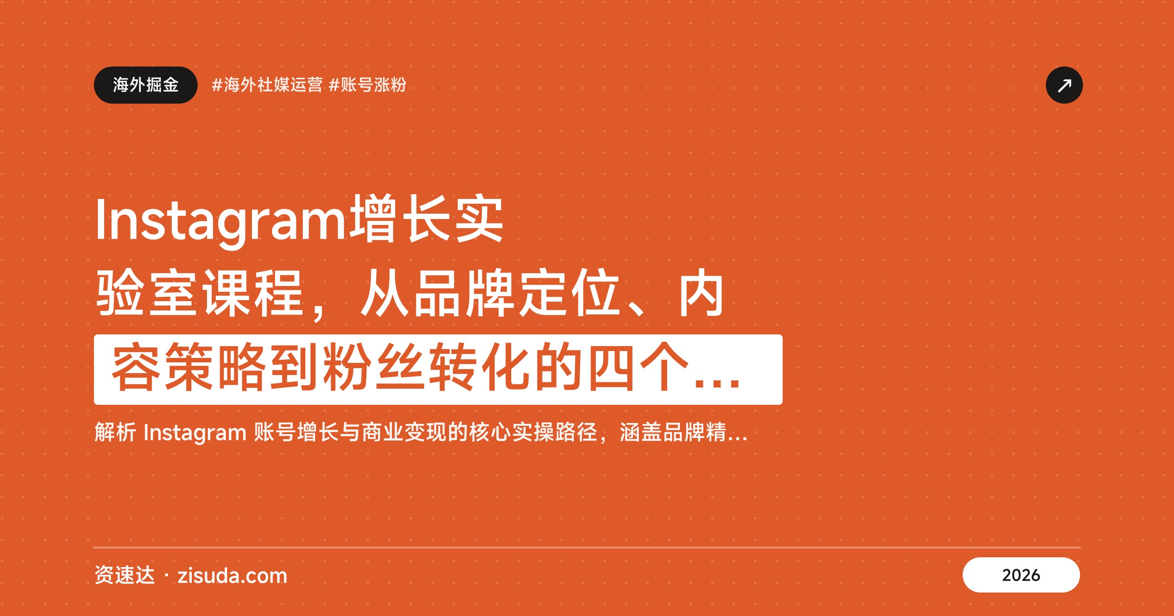 Instagram增长实验室课程，从品牌定位、内容策略到粉丝转化的四个模块拆解 - 缩略图