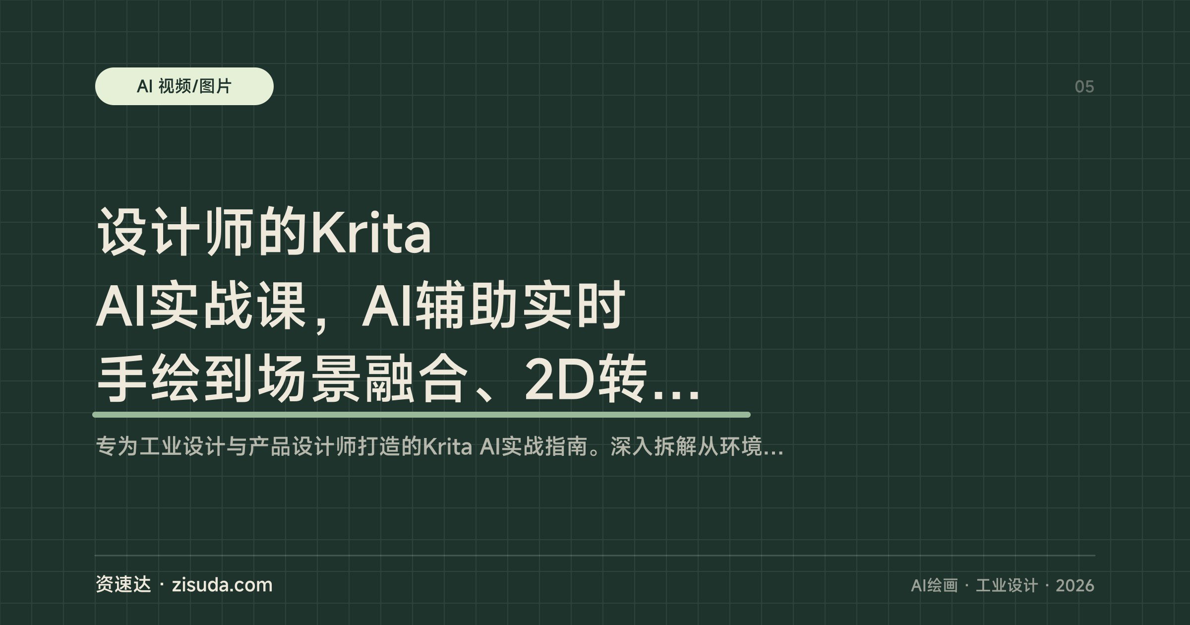 设计师的Krita AI实战课，AI辅助实时手绘到场景融合、2D转3D全流程 - 缩略图