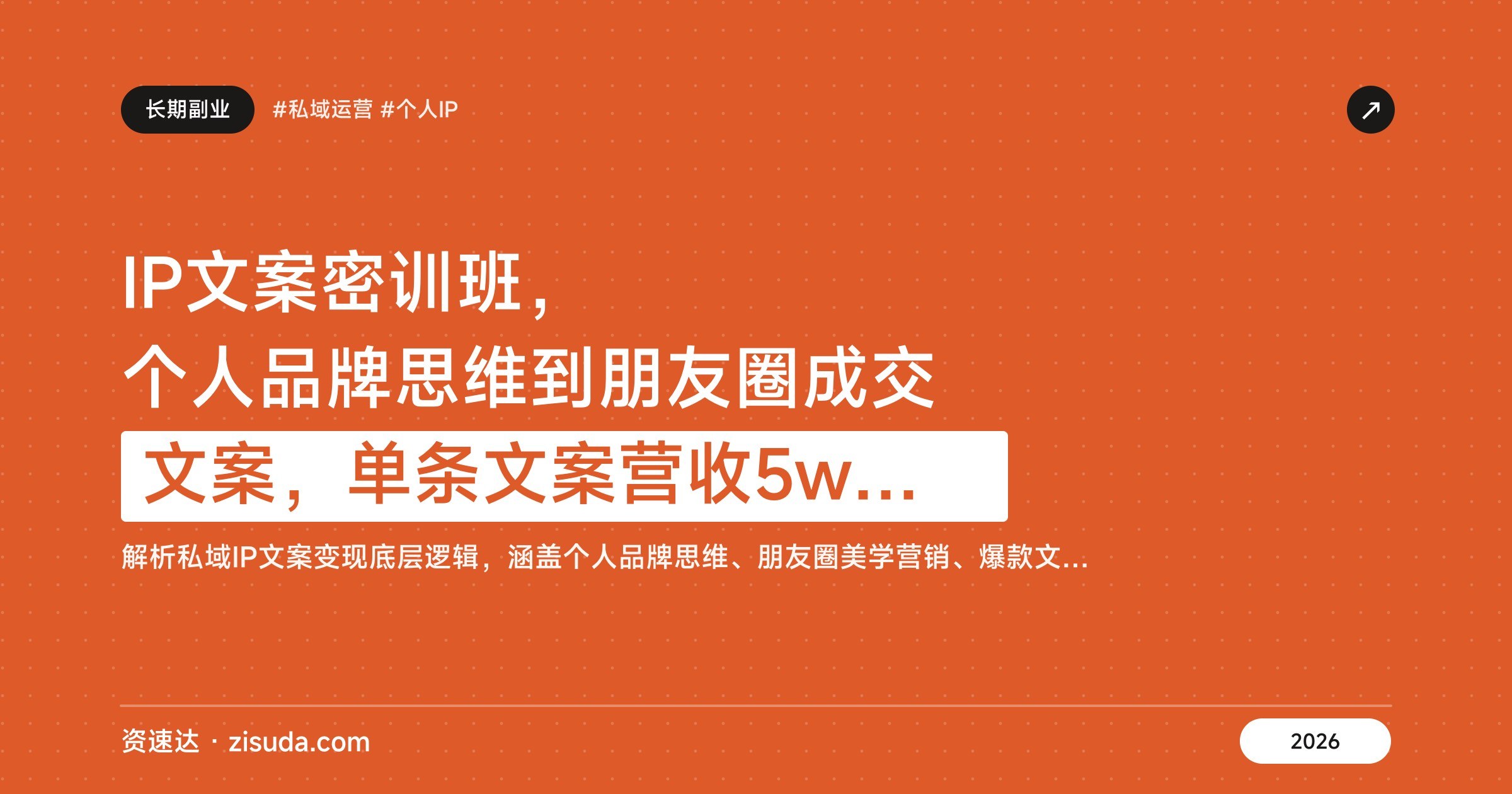 IP文案密训班，个人品牌思维到朋友圈成交文案，单条文案营收5w+的实操拆解 - 缩略图