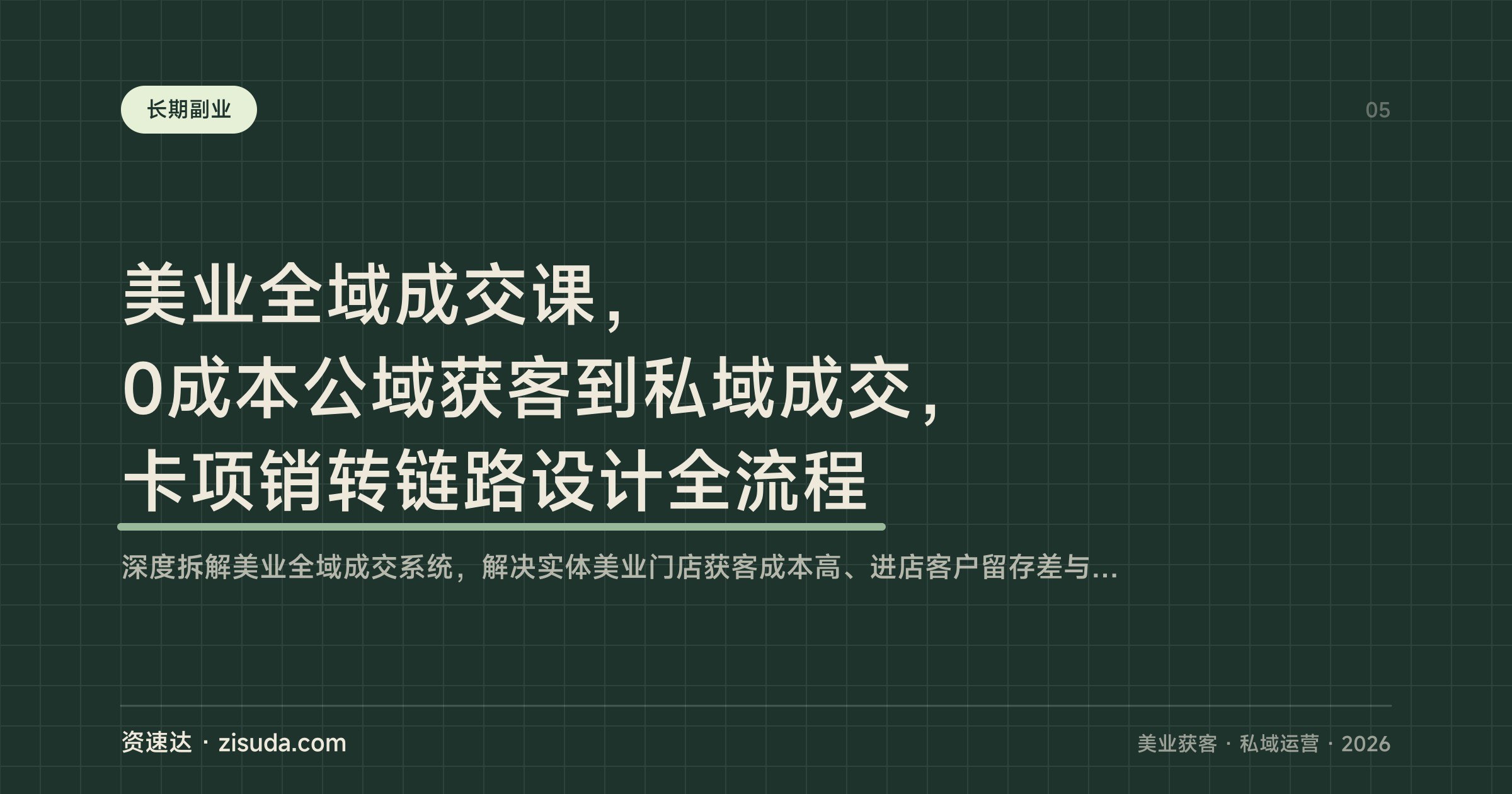 美业全域成交课,0成本公域获客到私域成交,卡项销转链路设计全流程 - 缩略图